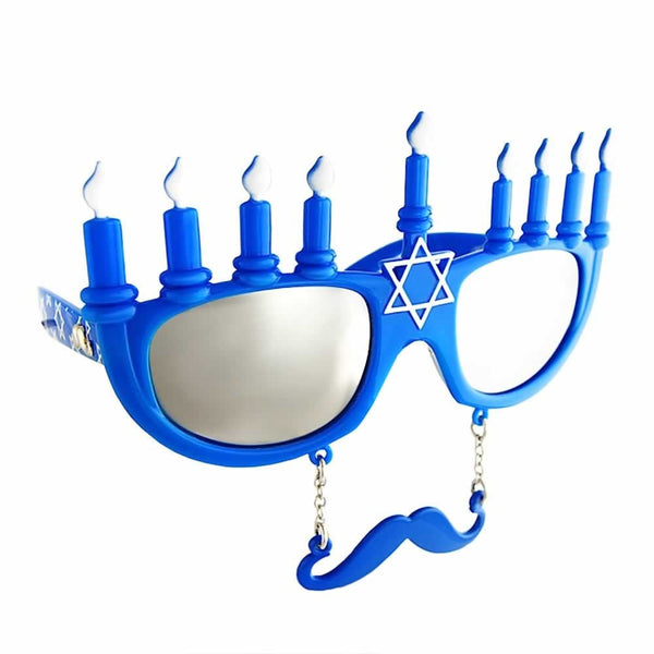 Menorah Hanukkah Sunglasses with Mustache | Sun-Staches